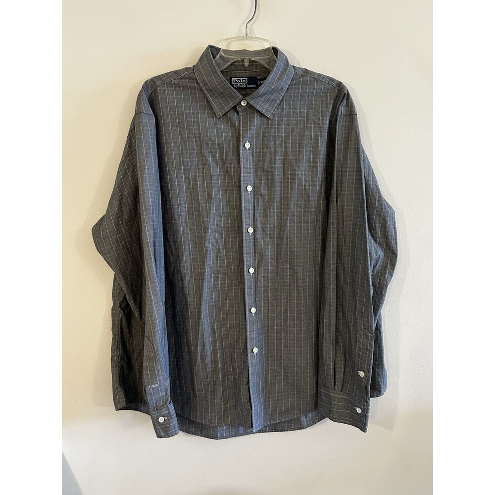 POLO BY RALPH LAUREN MEN’s Gray Button Down SHIRT Size XXL Cotton